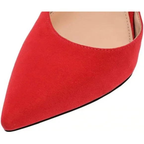 Women's Red Point Closed Toe Buckle Ankle Strap Comfortable Stylish Pumps Heel - Picture 5 of 5